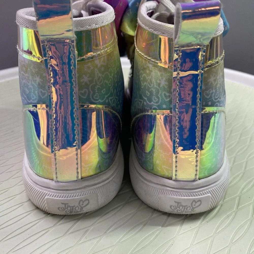 Girls Jojo Siwa Shoes Sneakers size 2US‎ Over the Rainbow Metallic Stars Bow
